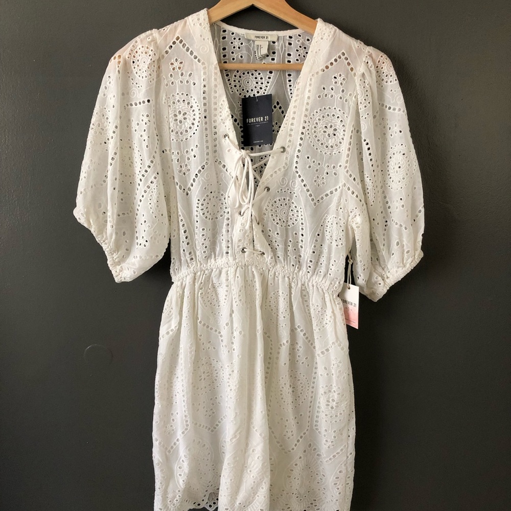 Eyelet Puff Sleeve Dress